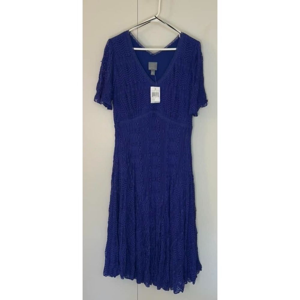 RABBIT RABBIT RABBIT DESIGNS Blue Dress Nylon Spandex Lace Lined Solid Womens 16